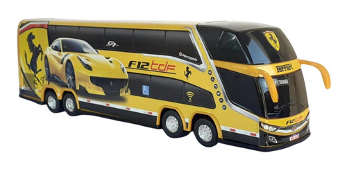 Ônibus De Brinquedo 4 Eixos Ferrari Amarelo Escala 1/43