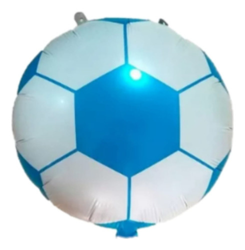 Globo Metalizado Pelota Fútbol Celeste  Blanco 42cm X 2 Unid