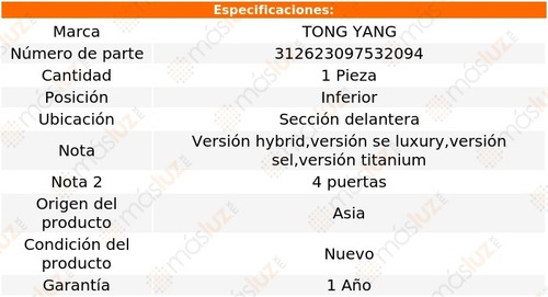 Tolva Motor Inf Secc Del Ford Fusion 19/20 Tong Yang