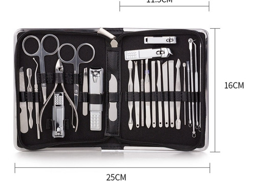 Imagen 4 de 5 de Set De Manicure Pedicure 26 Pcs Facial Con Su Estuche Acero