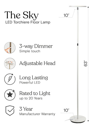 Lámpara De Pie Alta Led Tipo Antorcha Regulable Para Interio