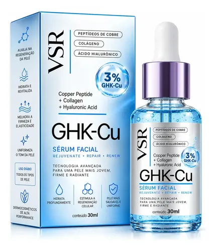 Sérum Facial 3% Ghk-cu Anti-idade Peptídeo Cobre 30ml VSR Todo Tipo De Pele Dia/noite