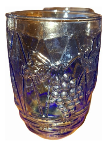 Vasos De Vino Labrados En Vidrio Color Azulado X 6 Unidades