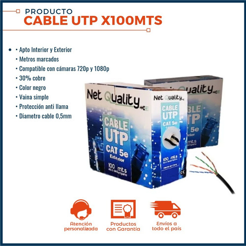 Imagen 2 de 7 de Cable Utp 100m Cat 5e Exterior X 100 Metros Cctv Redes Envío
