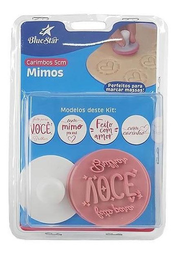 Kit de sellos, Mimos, frases, 5 cm, Bluestar, color: rosa, amarillo