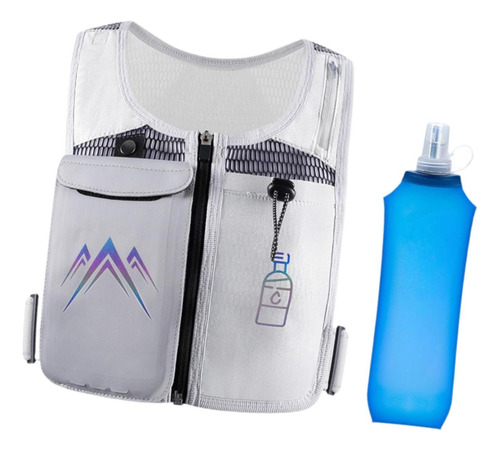 Chaleco De Hidratación, Mochila De Agua, Gris Con Botella