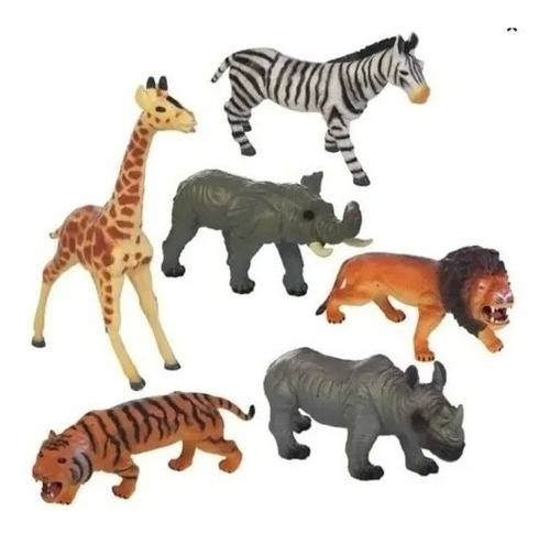 Set X6 Muñecos Animales De Selva 12cm Grande Juguete