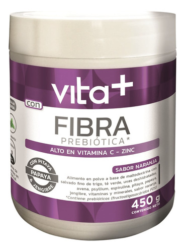 Fibra Prebiotica Vitamina C Zinc Vita+ Sabor Naranja X 450g