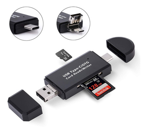 Imagen 1 de 10 de Kit Adaptador Usb C 3 En 1 - Lector De Memoria Sd - Otg