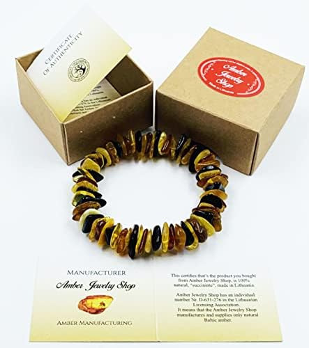 Pulsera De Ámbar Natural En Banda Elástica De 7 Pulgadas - C