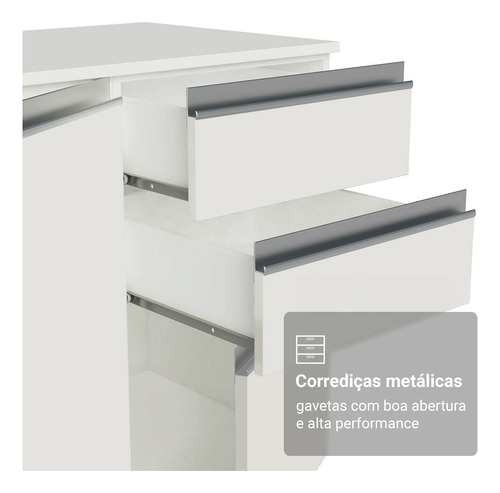 Armário De Cozinha Completa 100% Mdf 310 Cm Branco Smart 02