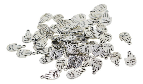 50pcs Forma De Plata Antigua Etiqueta Mano Colgante Para