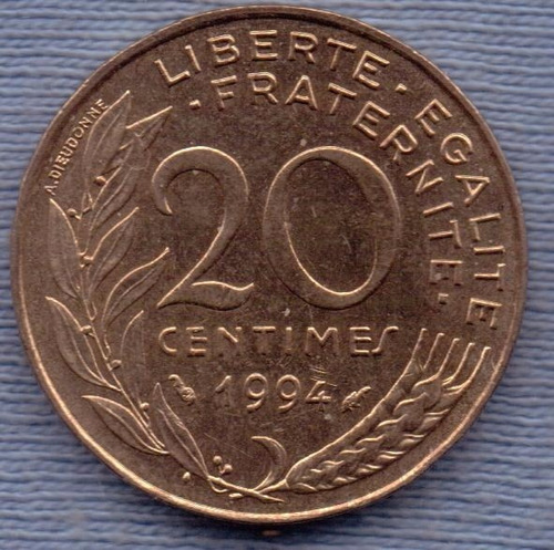 Francia 20 Centimes 1994 * Libertad *