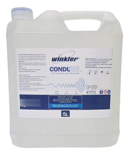 Gel Conductor Ultrasonido Incoloro 5 Lts - Winkler 