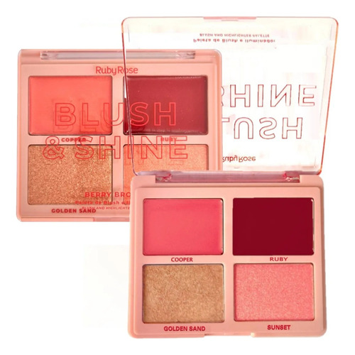 Paleta Multiuso Ruby Rose Blush & Shine Hb-m1001-2