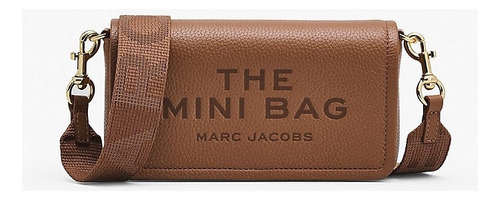 Bolsa Marc Jacobs The Leathermini Bag Acabado De Los Herrajes Oro Color Camel Correa De Hombro Camel Diseño De La Tela Lisa