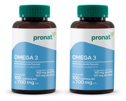 Kit 2 Piezas Suplemento Omega 3 (100 Perlas) Pronat Sabor Sin Sabor