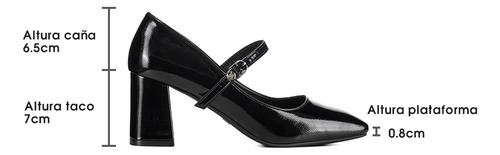 Zapato Formal Mujer Taco Alto Elegante Con Hebilla Weide