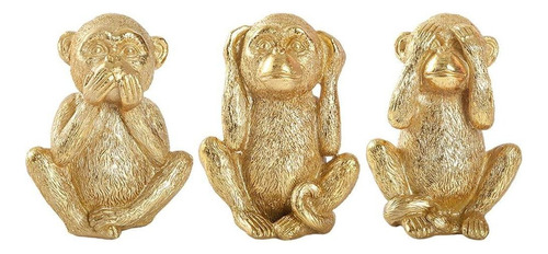 Escultura De Resina De Oro De Tres Monos Sabios, No Veas