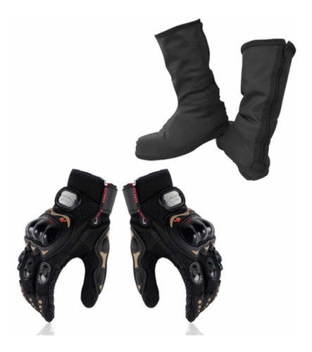 Botas Látex Impermeables Motociclistas + Guantes Protección