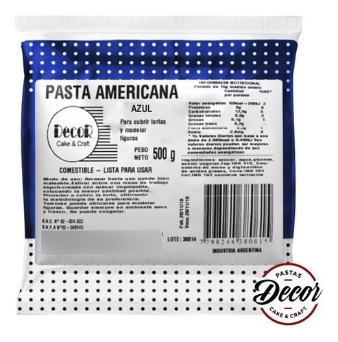 Pasta Americana Decor 500 Grs Azul