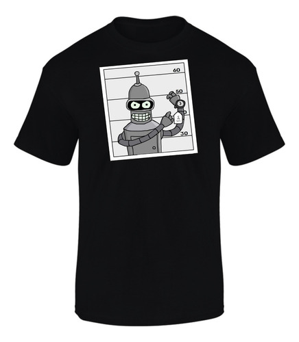 Camiseta Manga Corta Robot Bender Series Geek Black