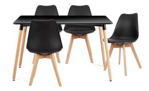 Juego Comedor - Mesa Eames + 4 Sillas Acolchonas Tulip