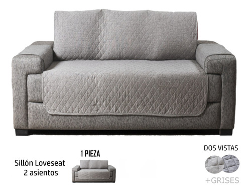 Protector Cubre Sala Gris Sillón Loveseat 2 Plazas Nuevo