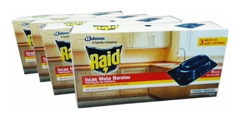 Raid Armadilhas De Baratas === (kit 3 Caixas C/6 Iscas) 