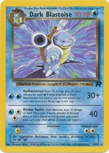 Dark Blastoise 20/82 Raro Pokemon Tcg