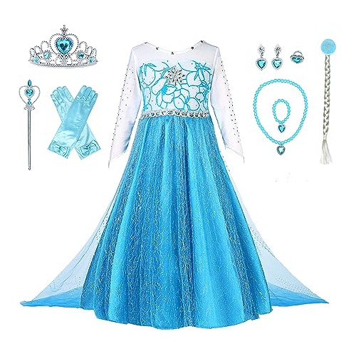 Vestido De Princesa De Nieve Niñas Pequeñas Disfraz D...
