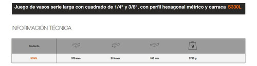 Juego De 53 Herramientas Dados 3/8 Y Puntas 1/4 S330l Bahco