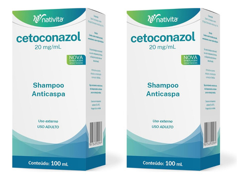 Kit Com 2 Shampoo Cetoconazol Anticaspa 100ml Nativita