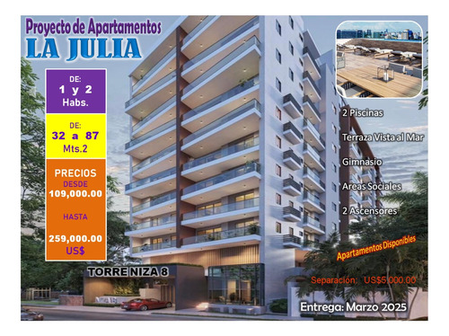 Proyecto De Aptos Torre Niza 8, De 1 Y 2 Habitaciones En La Julia, D.n., Con Acceso A Las Principales Avenidas: Lincoln, Churchill, Bolivar, Sarasota, Independencia