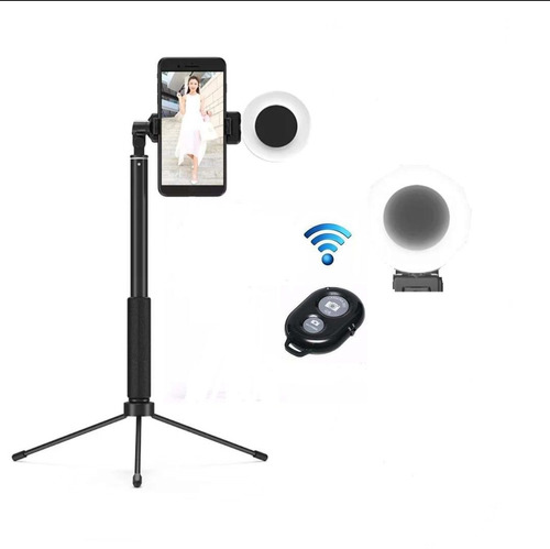 Bastão Pau Selfie 1.70mt Tripé Bluetooth 3 Em 1 Led Ring 059