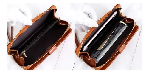 Monedero Para Dama Buena Calidad Super Moderno Y Amplio! Color Coral Diseño De La Tela Liso