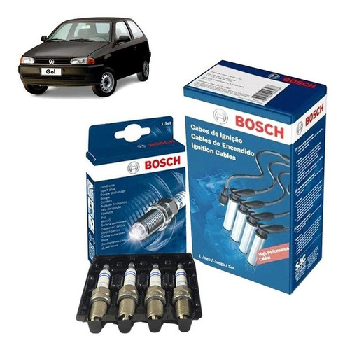 Kit Cabos + Velas Volkswagen Gol G2 Special 1.0 8v At 1999 A 2005 Gasolina Original Bosch