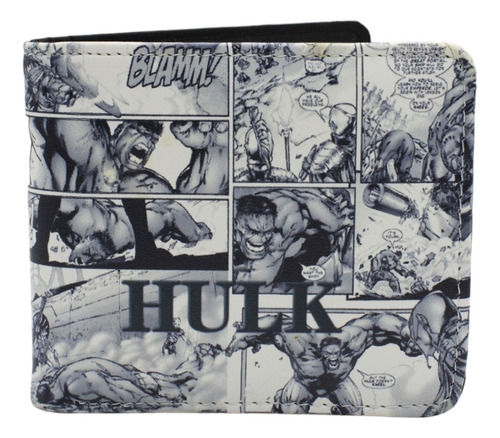 Cartera Blanco Y Negro Hulk Tipo Comic - Marvel Avengers