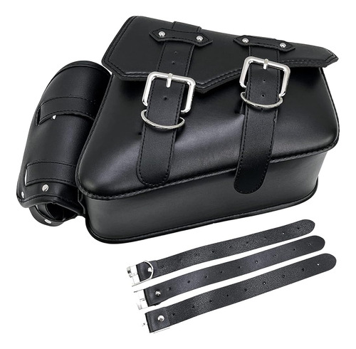 Yomtovm Motocicleta Bolsa Lateral Negra Alforjas De Cuero Pu