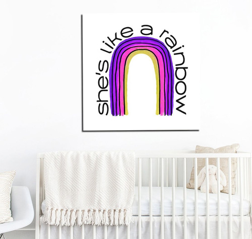 Cuadro 20x20cm Beba Infantil Recien Nacida She's Rainbow