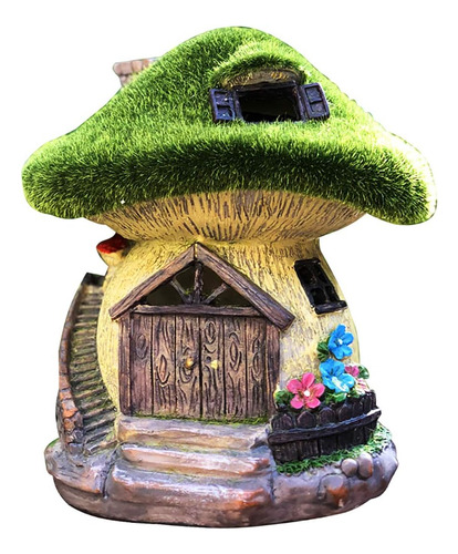 Casa De Jardín De Setas Con Techo De Hierba De Gnomo Solar,