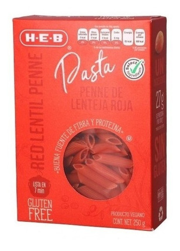 Pasta Penne De Lenteja Roja Sin Gluten Vegano 250 Gr