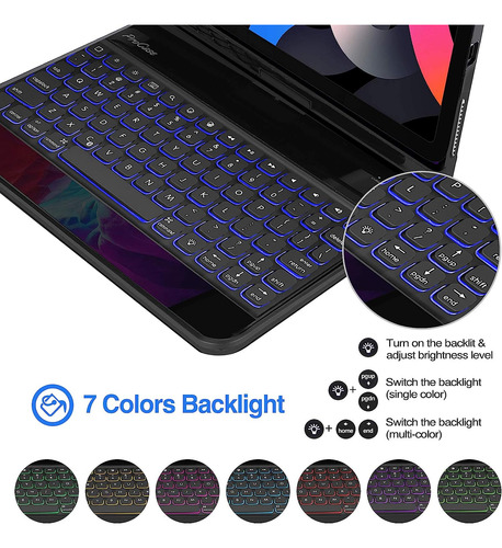 Funda Teclado Negro Retroiluminado Para iPad 10.9 / 11