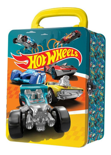 Porta Autos Hot Wheels Metal Con Relieve Y Agarradera 18uds