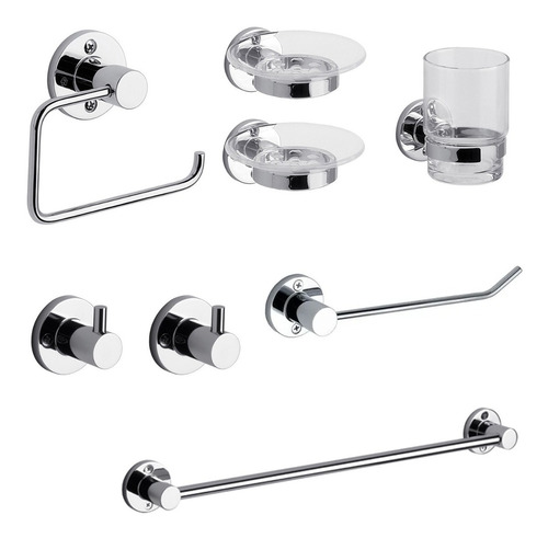 Kit Accesorios Baño Fv Arizona Set 8 Piezas Cromado Cs6232