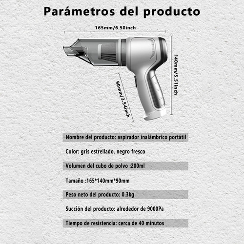 Aspiradora De Mano Portátil Inalambrica Para Auto Y Hogar
