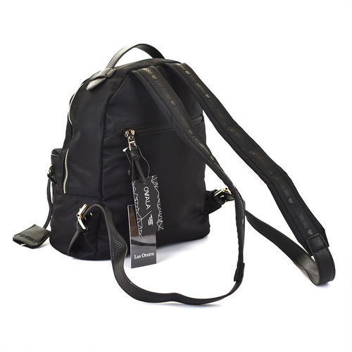 Imagen 5 de 6 de Mochila Las Oreiro Original Mujer Tachas Urbana Negra