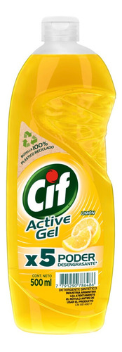 Detergente Cif Active Gel Limón concentrado limón en botella 500 ml