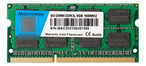 Memória Notebook Macroway 8gb Ddr3l 1600mhz Pc3l-12800 1.35v