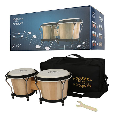 Glory Bongo Drums - Instrumento De Percusion De Madera De 6